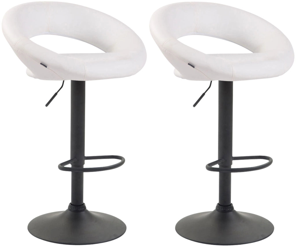 Set di 2 sgabelli da bar Olinda in finta pelle bianco,nero