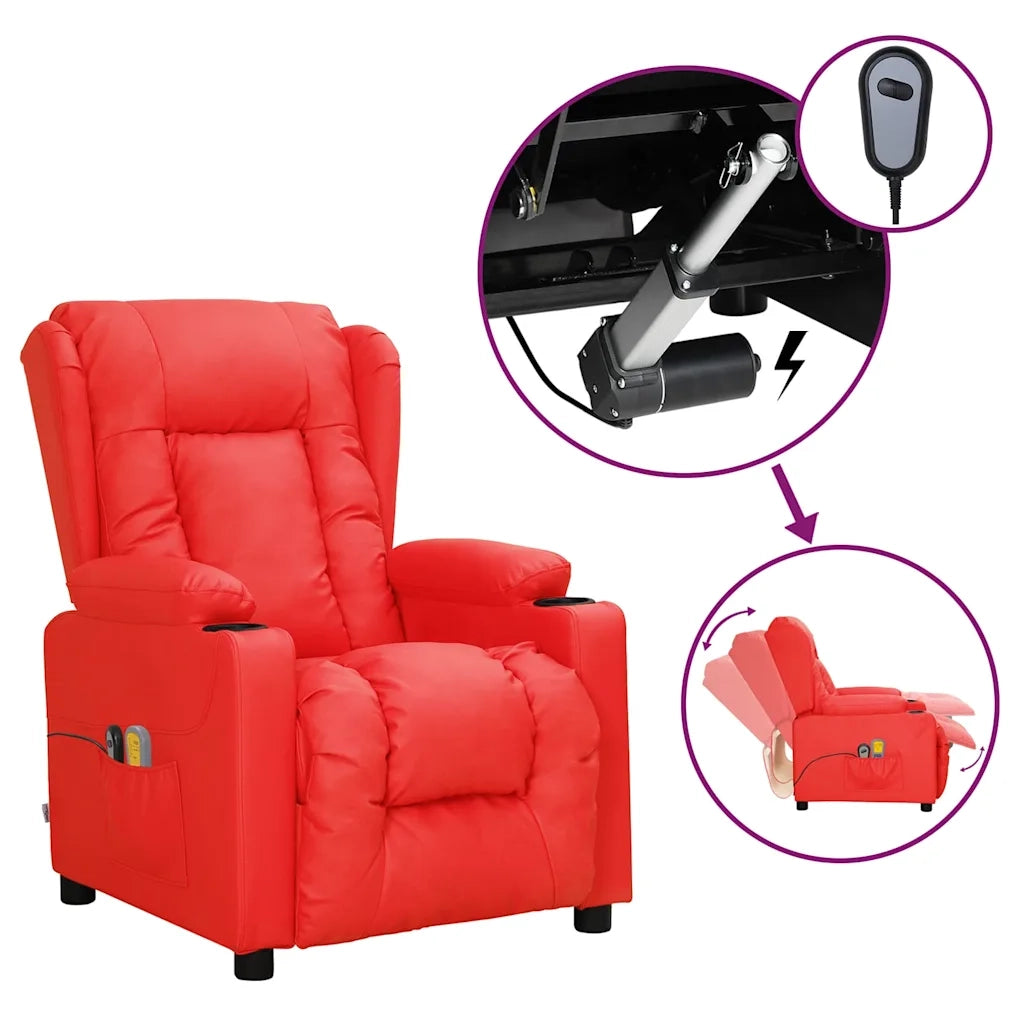 Poltrona Massaggio Elettrica Rosso Similpelle 3098813