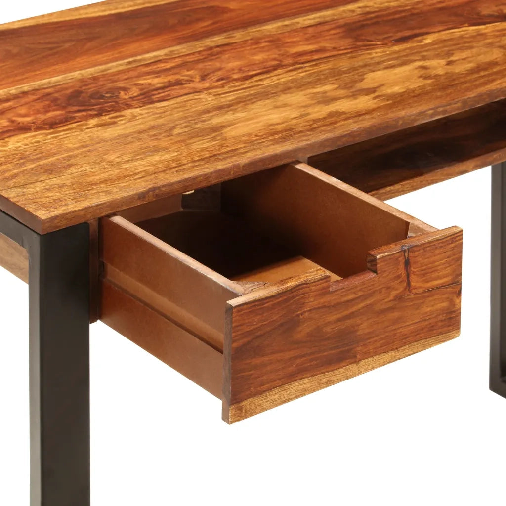 Scrivania 110x55x78 cm Massello di Acacia e Acciaio