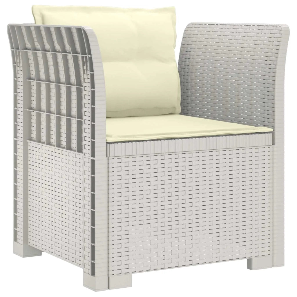 Poltrona a 1 Posto con Cuscini Aspetto Rattan PP Bianco 8011876