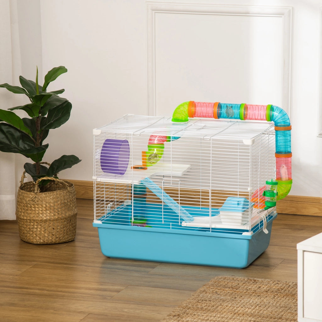 Gabbia per Criceti 3 Livelli con Tubi e Casetta ¨C Zephmum ¨C 59x36x47 cm