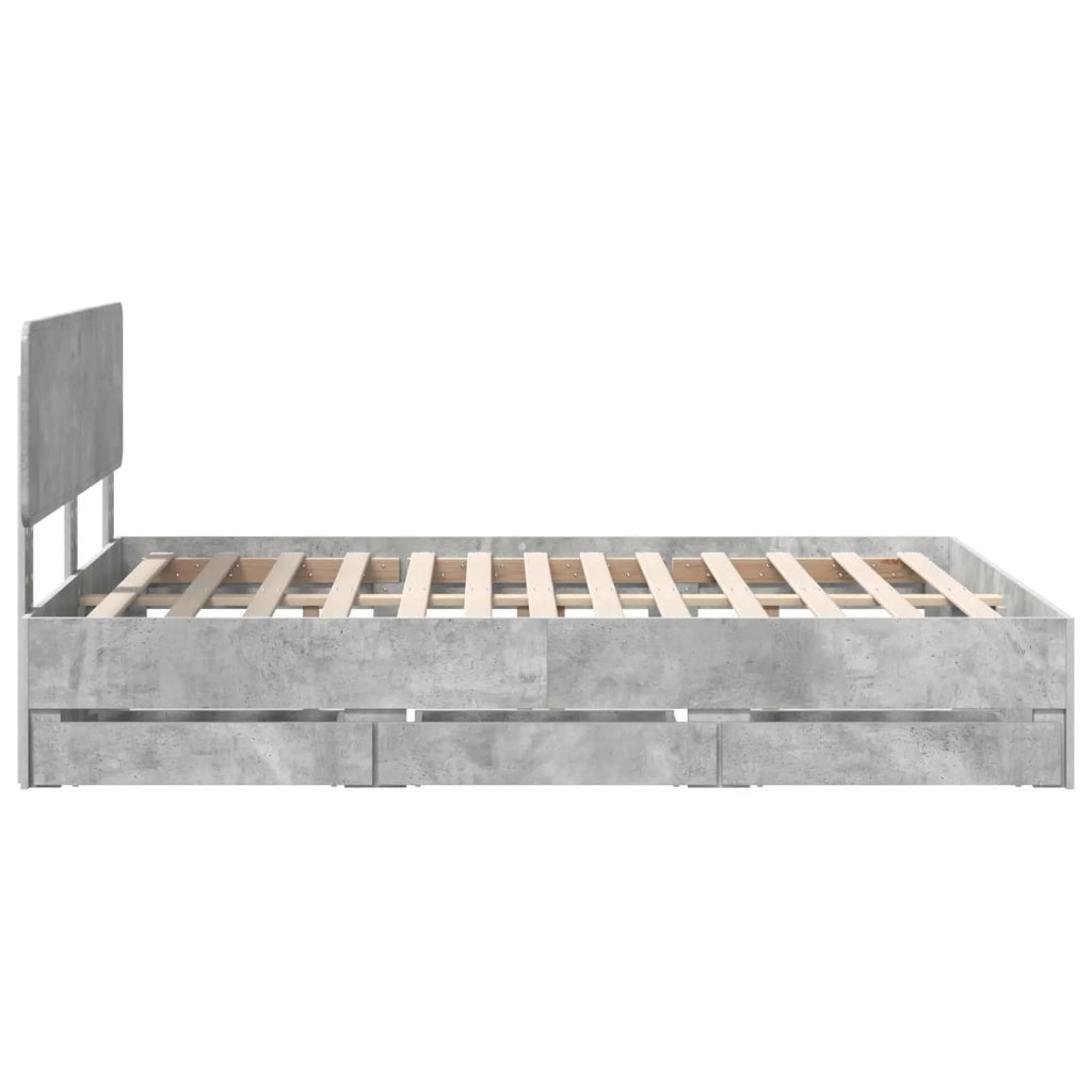 Struttura del letto con cassetto Grigio Cemento 150 x 200 cm