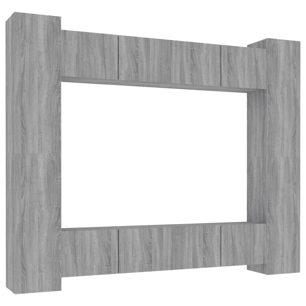 Set Mobili Porta TV 8pz Grigio Sonoma in Legno Multistrato 3114236