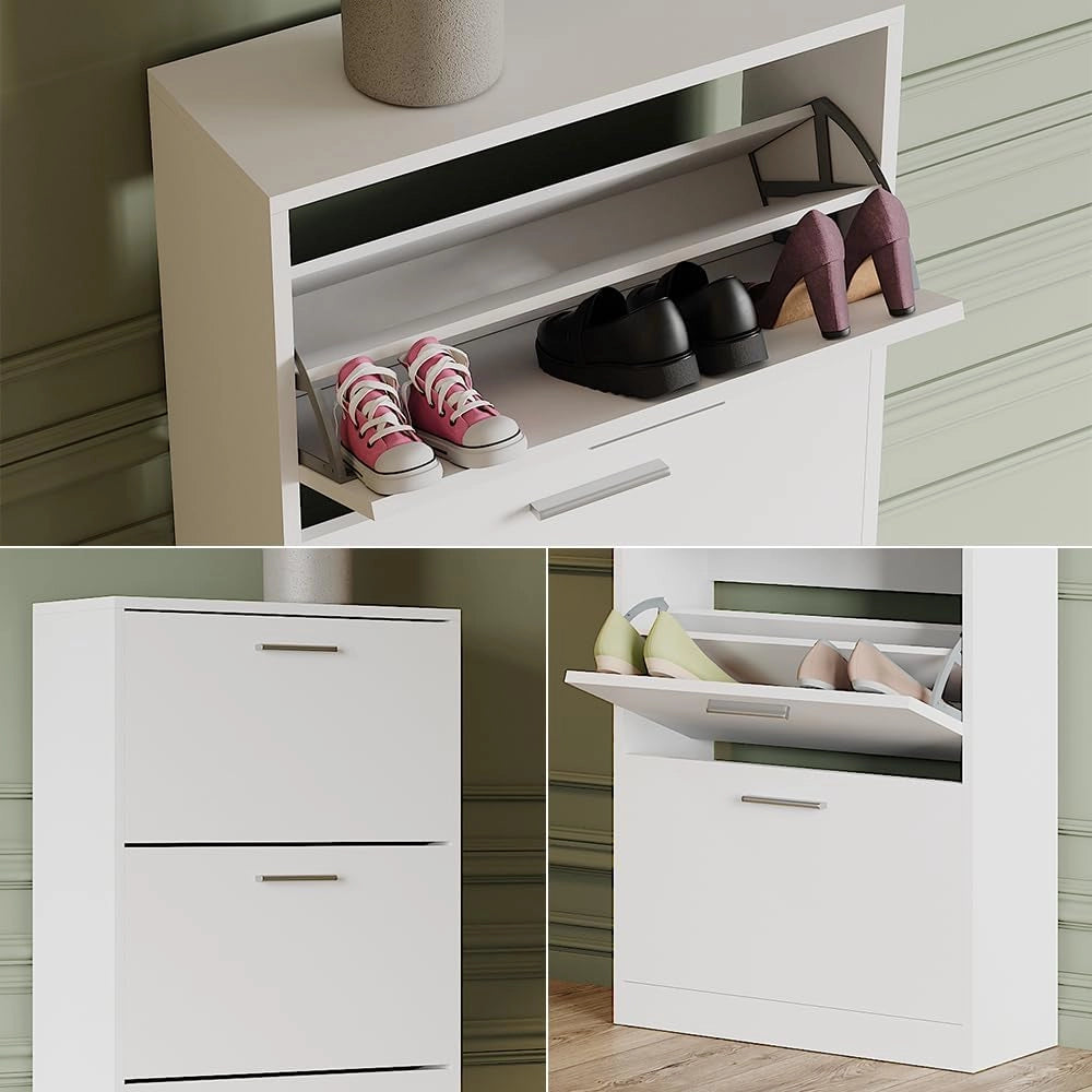 Scarpiera Gizmo, Bianco, 59 x 137 cm con 4 scomparti