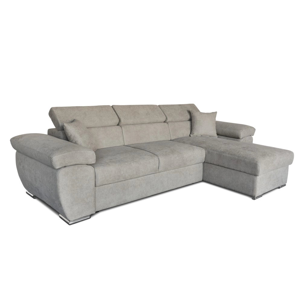 Divano con penisola contenitore grigio ComoII tessuto giulia9713
