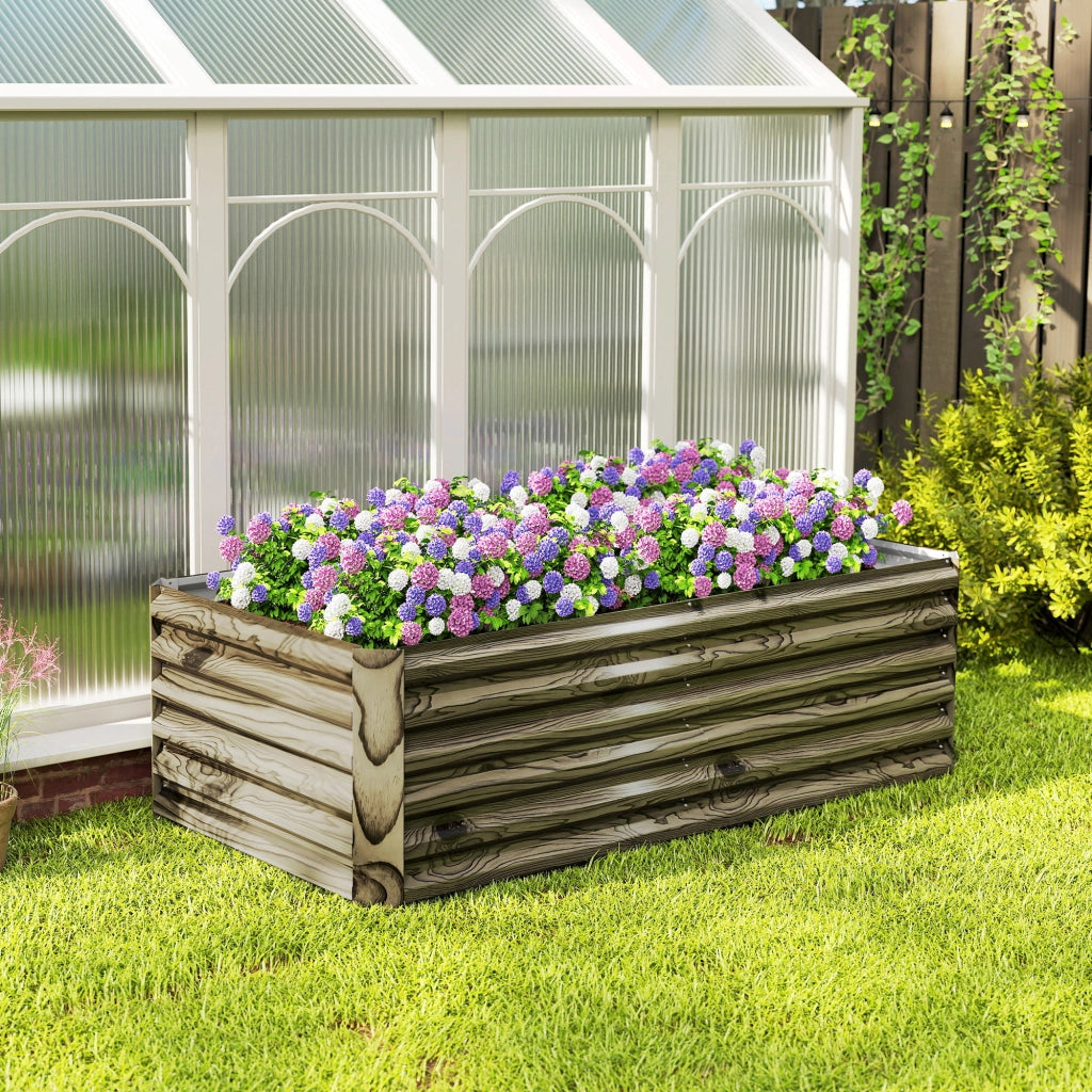 Fioriera Grande Rettangolare per Esterno in Acero Galvanizzato ¨C zephmum ¨C 180x90x57.5 cm Natural