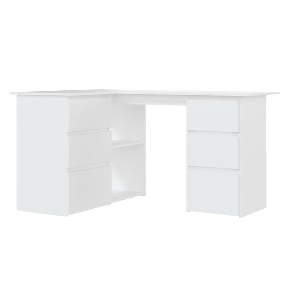 Scrivania tavolo postazione di lavoro mobile per computer scrivania angolare 145 x 100 x 76 cm legno ingegnerizzato bianco 02_0023666