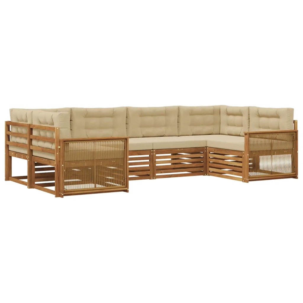 Set di divani da esterno 6 pz Naturale e Beige 3383781