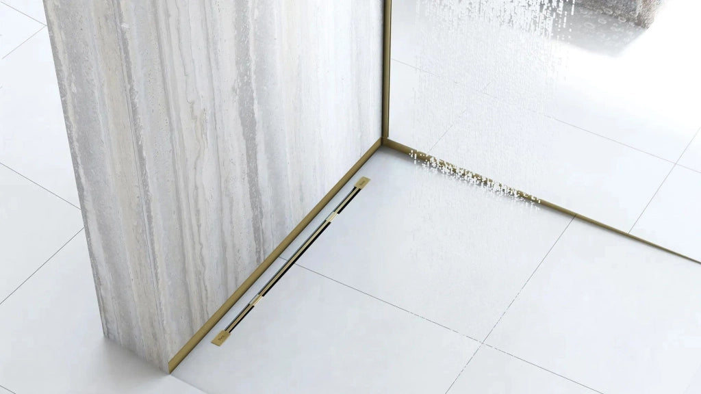 Pannello Frontale Per Piatto Doccia 130cm Brush Gold