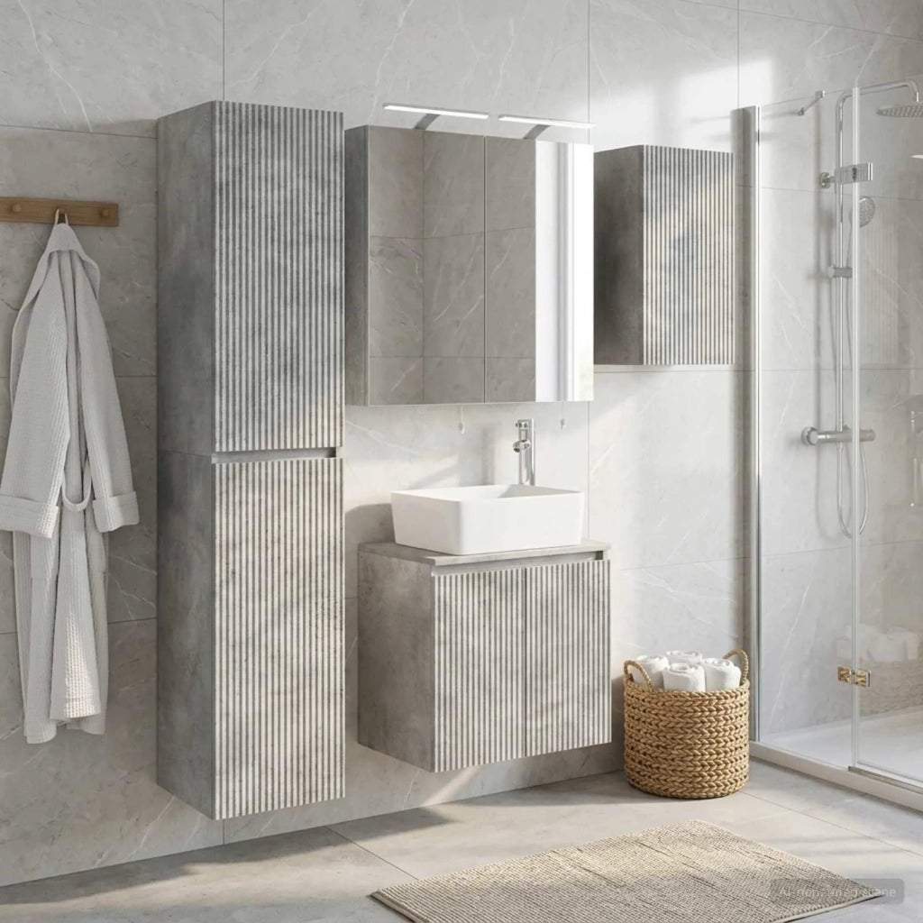 Set di Armadi da Bagno 5 pcs Grigio Cemento 50 x 14,5 x 70 cm 3407314