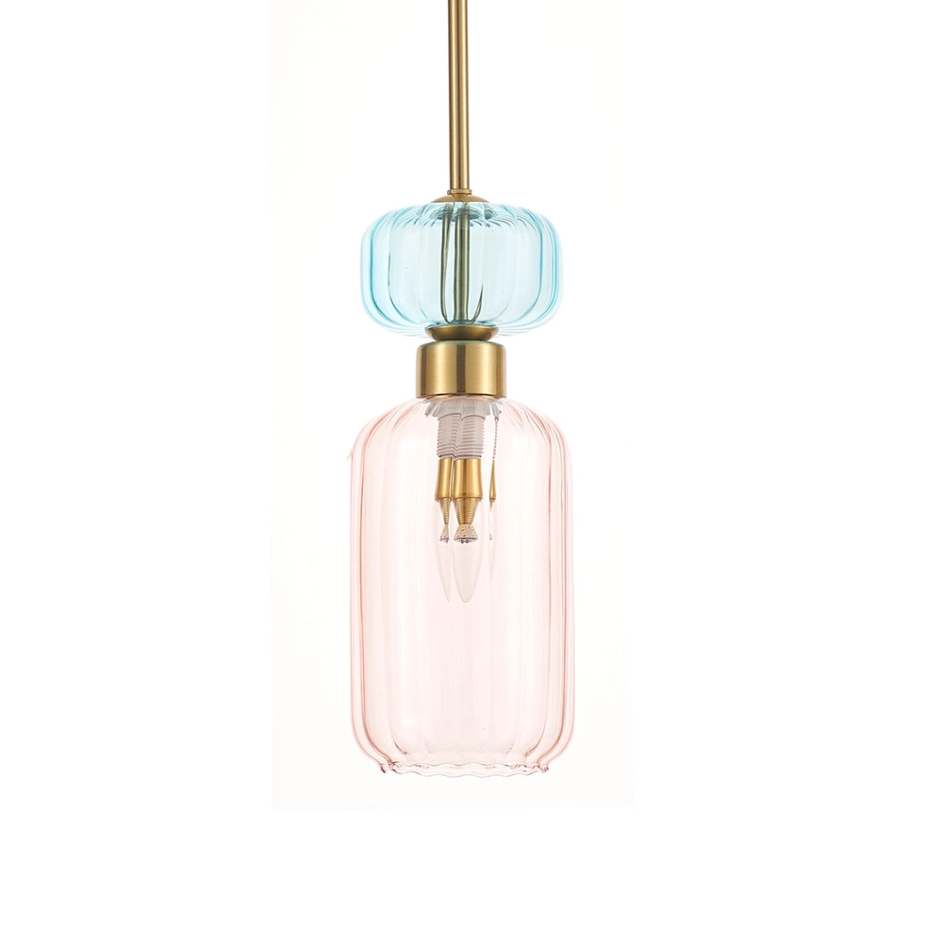 Sospensione MOLLY vetro rosa/azzurro E14 40W Milagro