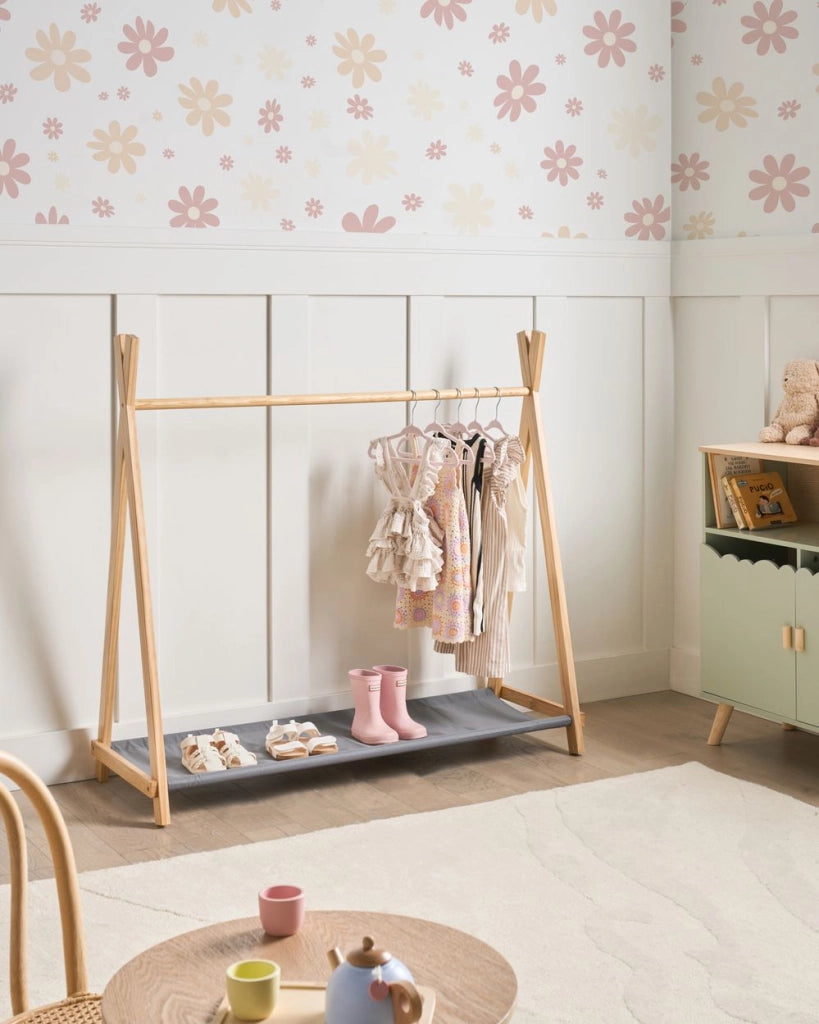 Appendiabiti per bambini in legno di pino e poliestere per cameretta bambini marrone chiaro