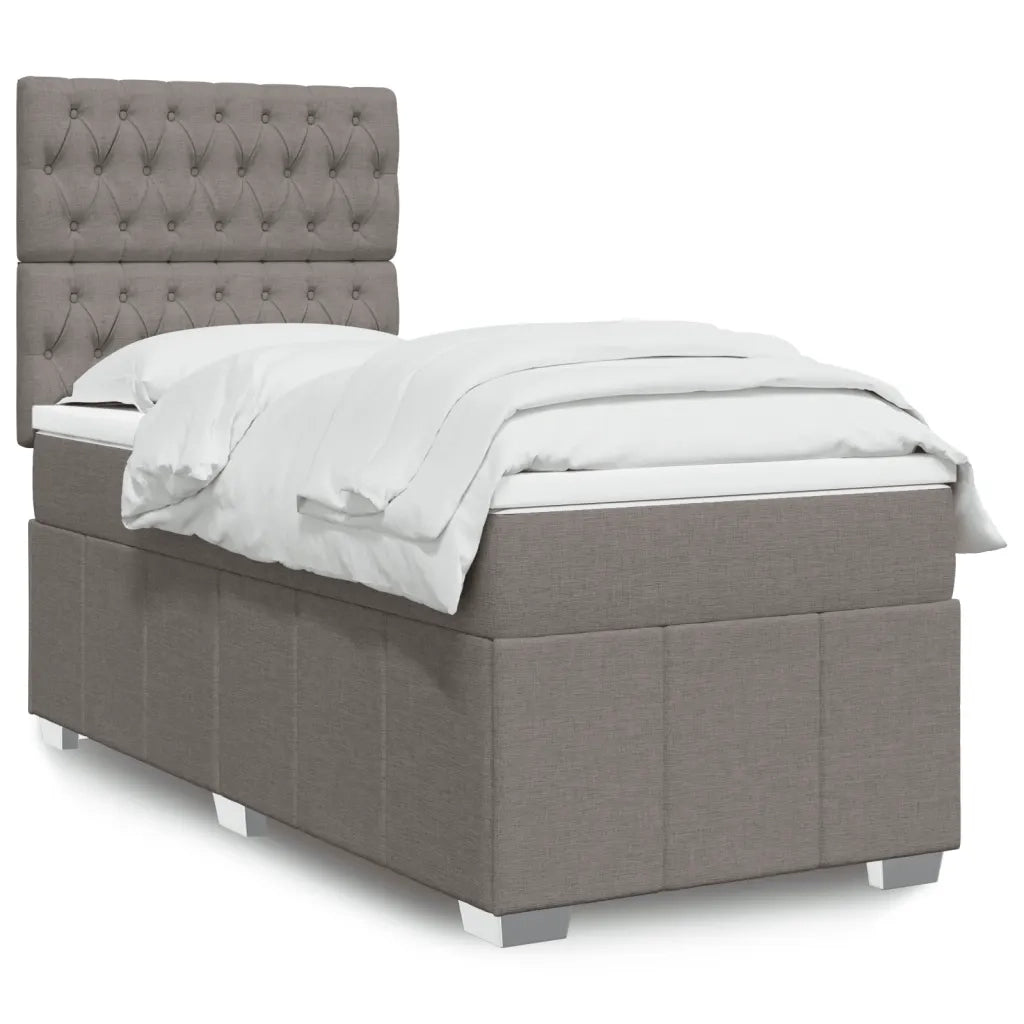 Letto singolo | Letto per adulti | Giroletto a Molle con Materasso Tortora 90x200 cm inTessuto