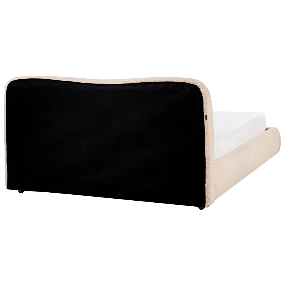 Letto contenitore Beige Boucle Poliestere Tessuto 160 x 200 cm Design moderno e minimalista