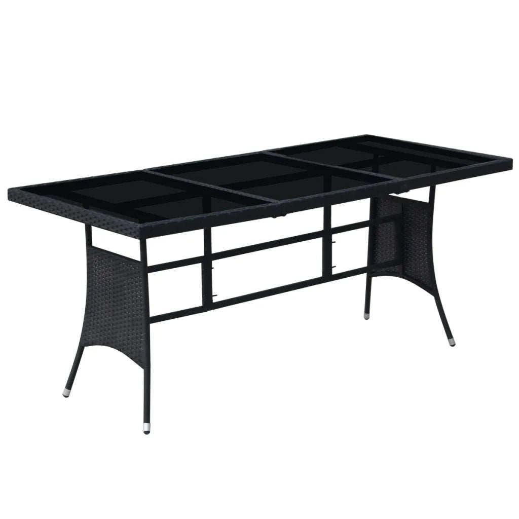 Set da Pranzo da Giardino 9 pz con Cuscini in Polyrattan Nero 42538