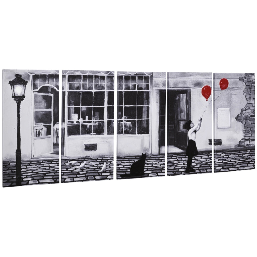Quadro su Tela Bambina 5 Pezzi ¨C zephmum ¨C Nero Bianco Rosso 80x40cm