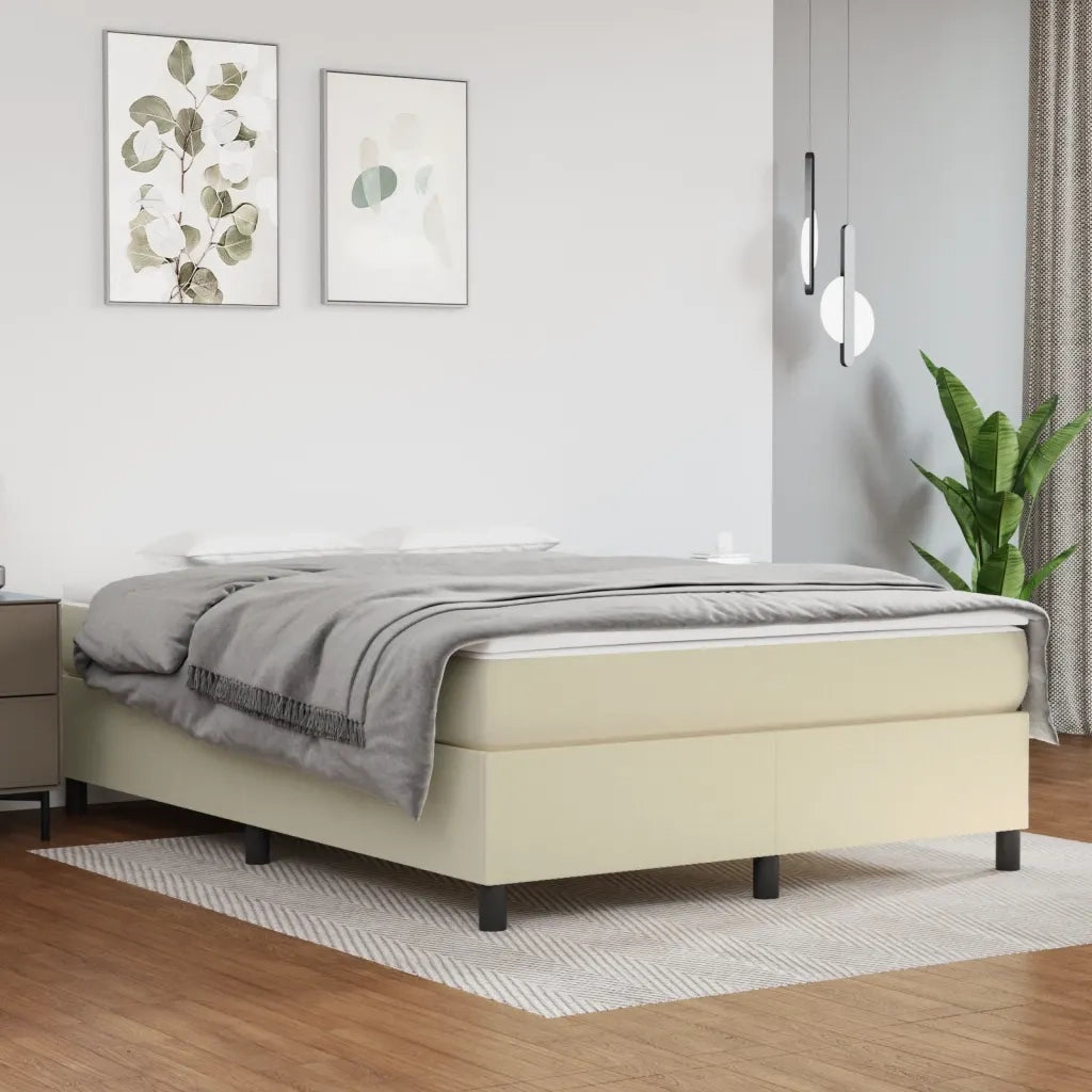 Struttura Letto a Rete a Molle-Giroletto Crema 140x190 cm in Similpelle 921394