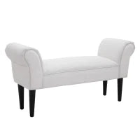 Panca Fondo Letto Imbottita con Braccioli Arrotolati e 4 Piedini, 102x35x51 cm, Grigia