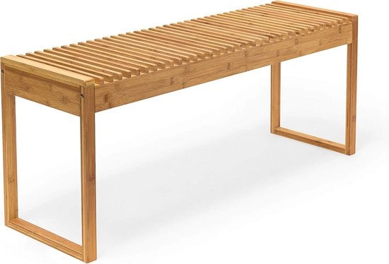 Banco per giardino in bambù - Stabile e ampio banco per giardino - Bancopiazza - 33D x 120L x 47A cm - Naturale