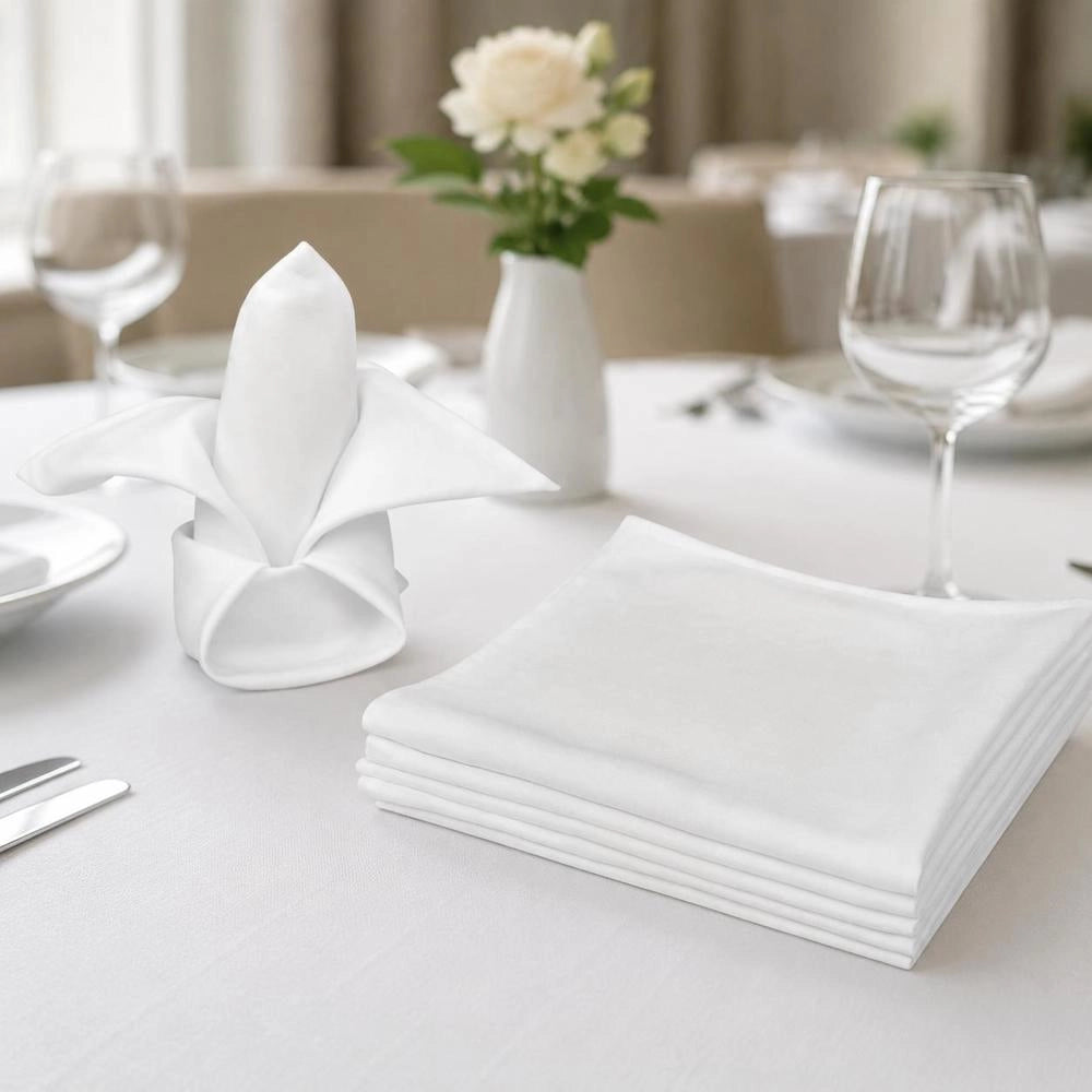 100 White Dinner Napkins 50 X 50 Cm