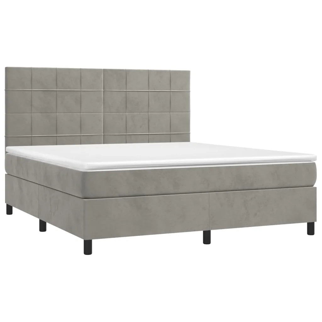 Giroletto a Molle con Materasso Grigio Chiaro 160x200cm Velluto 3143031