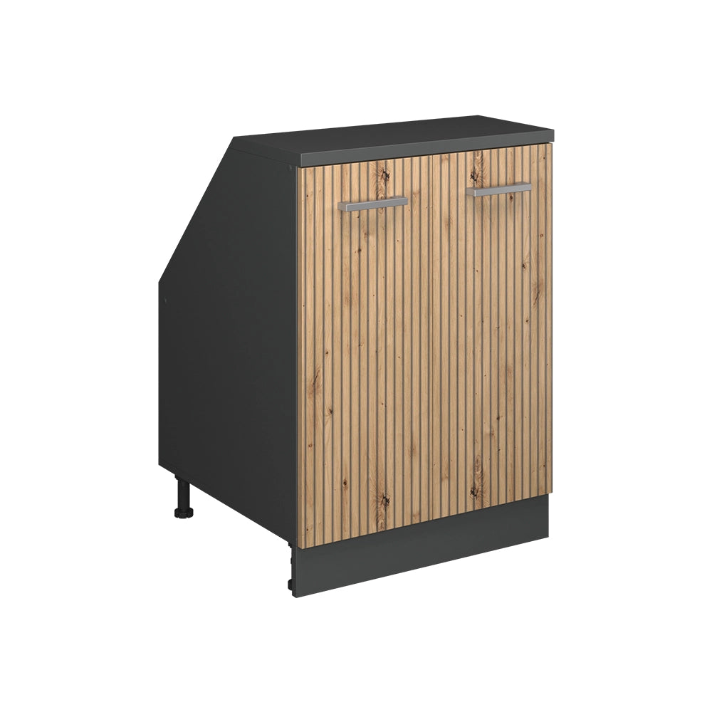 Mobile sottotetto Rion Rovere artigianale/Antracite 60 x 83.8 cm con 2 porte, carcassa 60 cm profondità Vicco