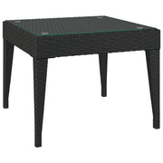 Tavolino | Tavolo laterale Nero 50x50x38 cm Polyrattan e Vetro Temperato