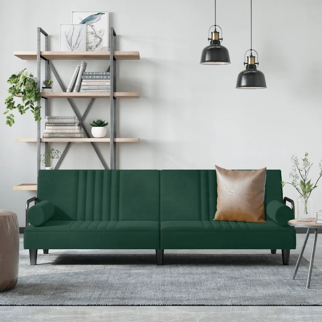 Divano letto | Sof¨¤ letto | Letto singolo con Braccioli Verde Scuro in Velluto