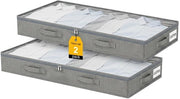 Organizzatore per Abiti - Cassa di Stoccaggio 50 Litri - Scatola per Sotto Letto 10 cm Alta - Contenitore per Vestiti - Organizzatore per Cuscini - Rafforzato con Cerniera a Slitta - Design a Tavola Piana