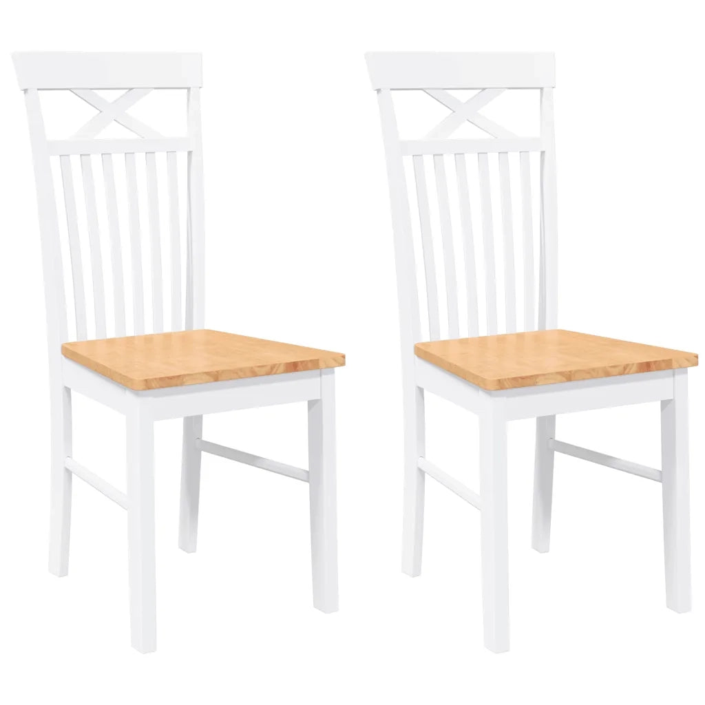Sedie da Pranzo 2 pz Bianche in Legno Massello di Hevea 4102414