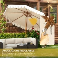 Ombrellone da Giardino a Manovella e Inclinabile, Prese d'Aria e 8 Stecche, 2.7x2.4 m, Crema