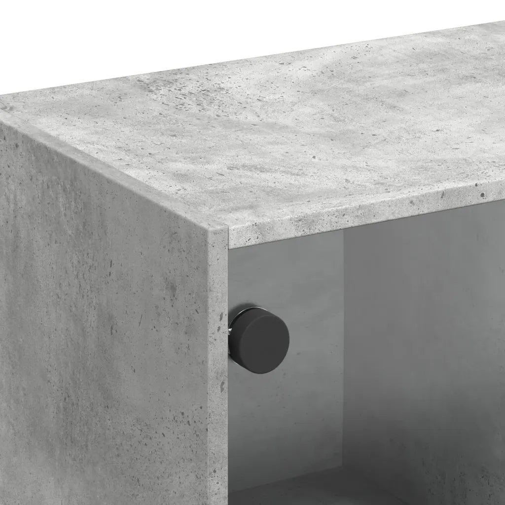 Mobile Porta TV con Ante in Vetro Grigio Cemento 102x37x42 cm 836409