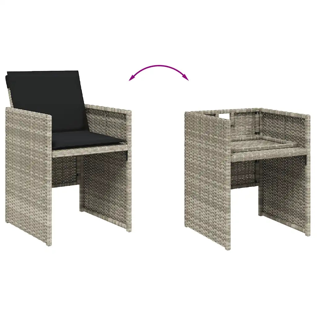 Set Pranzo da Giardino 9pz con Cuscini Grigio Chiaro Polyrattan 3210599