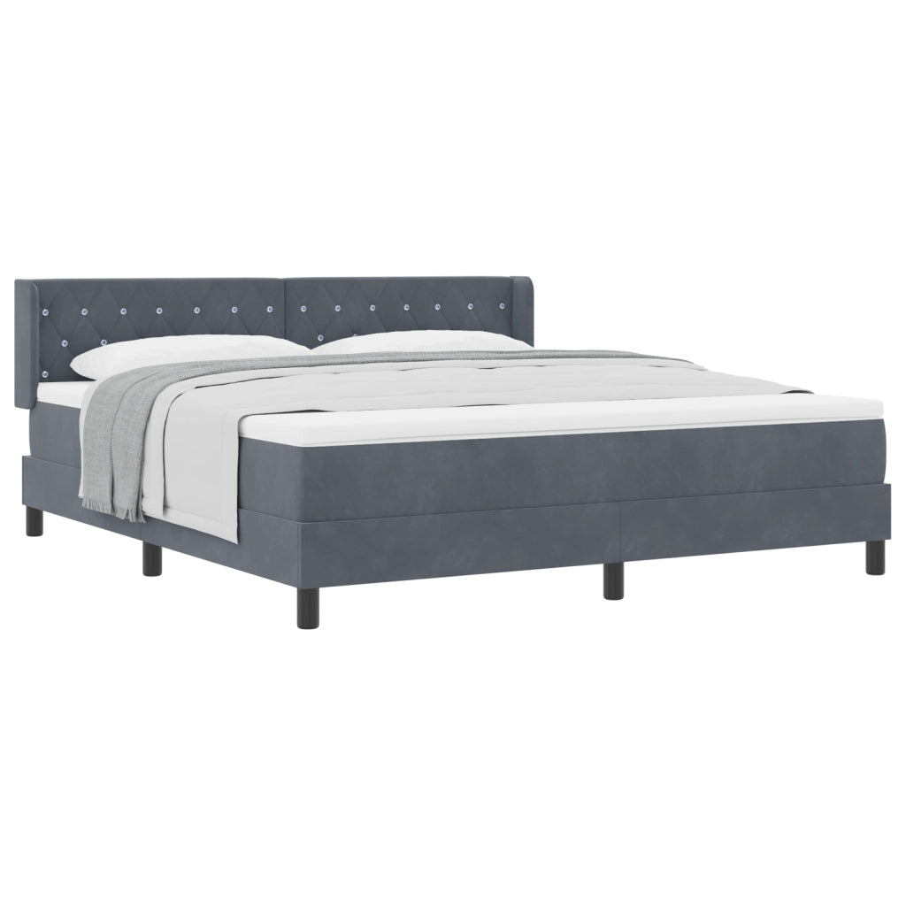Letto con Box Spring e Materasso Grigio Scuro 180x200 cm Velluto
