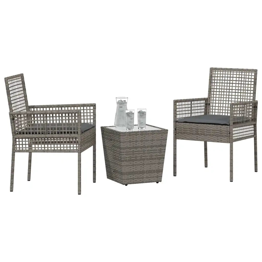 Set Bistro da Giardino 3 pcs Grigio polyrattan 3334957