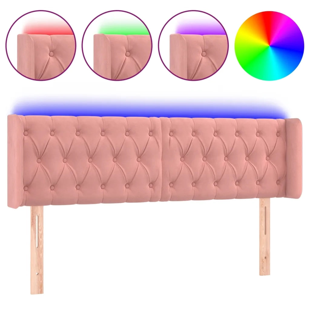 Testiera | Testata a LED Rosa 163x16x78/88 cm in Velluto