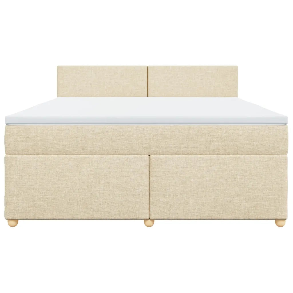 Giroletto a Molle con Materasso Crema 180x200 cm in Tessuto