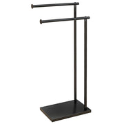 PORTA ASCIUGAMANI BAGNO DA TERRA AUTOPORTANTE A 2 BRACCI IN METALLO, 35.5X20X78CM, NERO