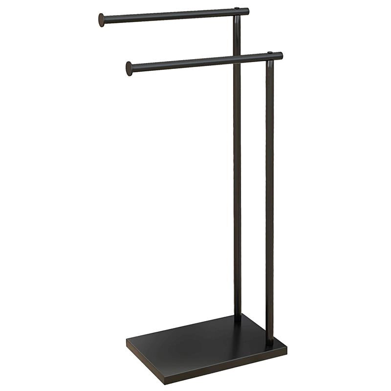 PORTA ASCIUGAMANI BAGNO DA TERRA AUTOPORTANTE A 2 BRACCI IN METALLO, 35.5X20X78CM, NERO