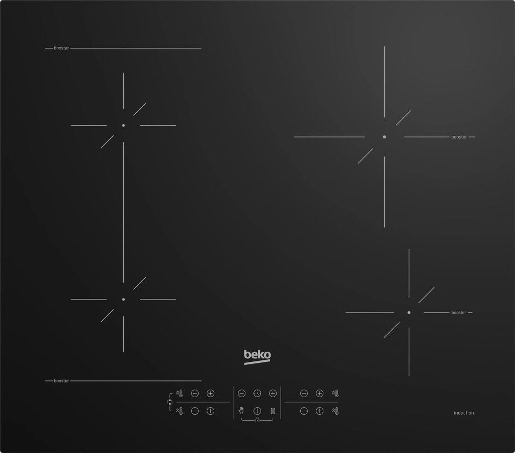 Beko HII64200SFMT piano cottura Nero Da incasso 59 cm Piano cottura a induzione 4 Fornello(i)