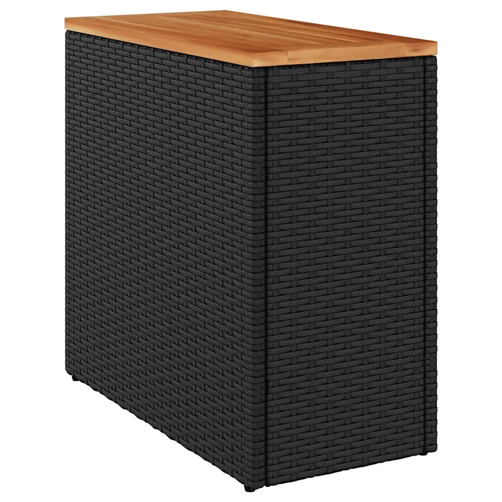 Tavolino da Giardino | Tavolino da esterno con piano in legno nero 58x27,5x55 cm in polyrattan