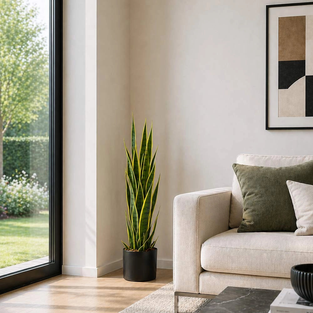 Sansevieria Artificiale con vaso in plastica pianta finta realistica h 90 cm