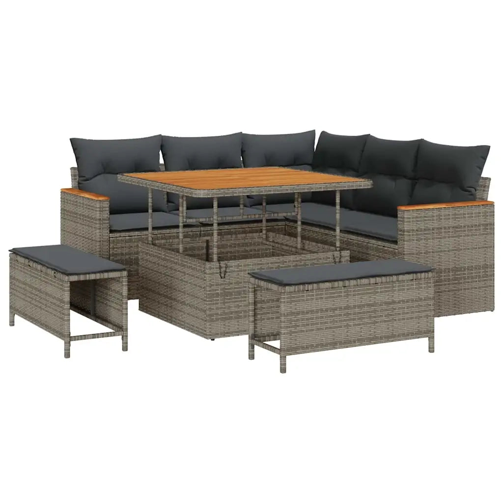 Set Divano da Giardino con cuscino 8 pcs Grigio Poly Rattan 3364988