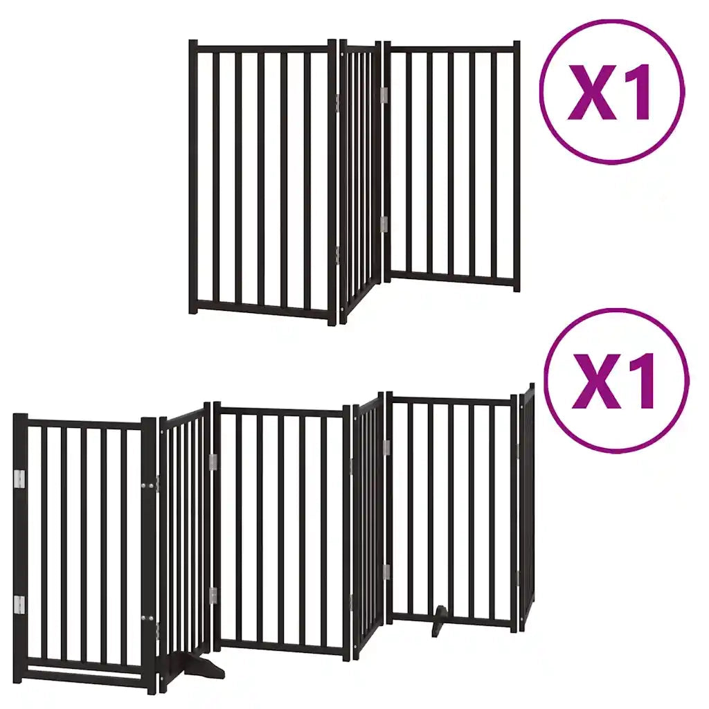vidaXL Cancello per Cani Porta Pieghevole Nero 9 Pannelli 450cm Pioppo