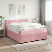Letto box spring con materasso Rosa 200 x 200 cm Velluto 3453220