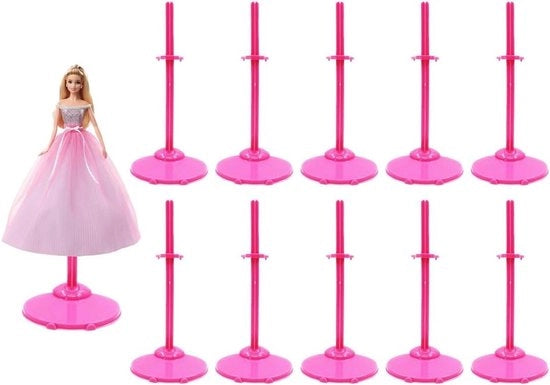 Display stand per bambole in plastica - Transparente e regolabile - Modello di display per bambole (Rosso/Nero) - 10 pezzi