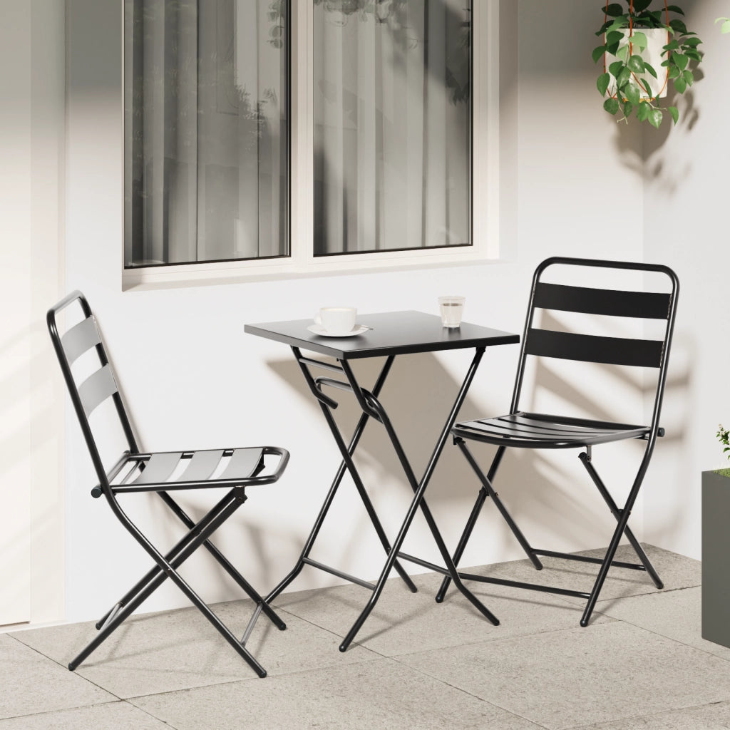 Set Bistro Pieghevole a 3 Pezzi Antracite Acciaio