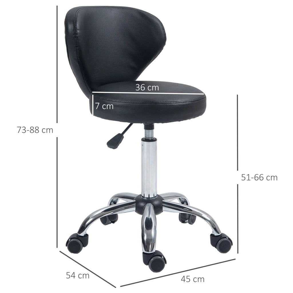 SGABELLO Girevole Regolabile 51-66 cm Pelle Rigenerata Nera