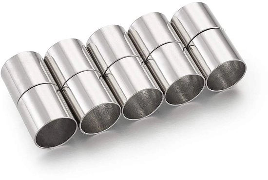 Connettori magnetici in ottone - 5 set - 21,5 x 11 mm - Finitura alta luccicenza platino - Per gioielli - Forte attrazione magnetica - Connettori per gioielli