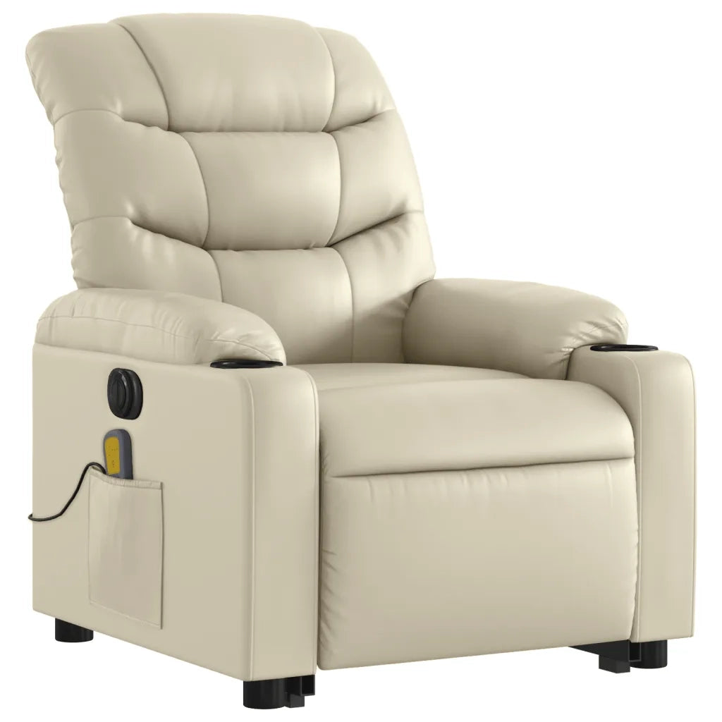 Poltrona Alzapersona Elettrica Reclinabile Crema in Similpelle 3206621